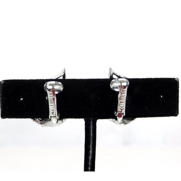 Vintage 70's CELEBRITY Open Work Curled Leaf Silver Tone Earrings Clip on - Picture 6 of 10